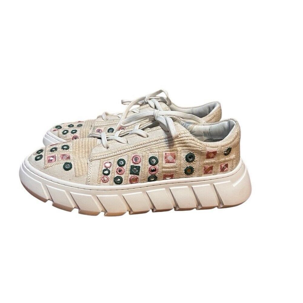 Free People Catch Me If You Can Womens Mirror Combo Crochet Sneakers Sz 41/ 10.5
